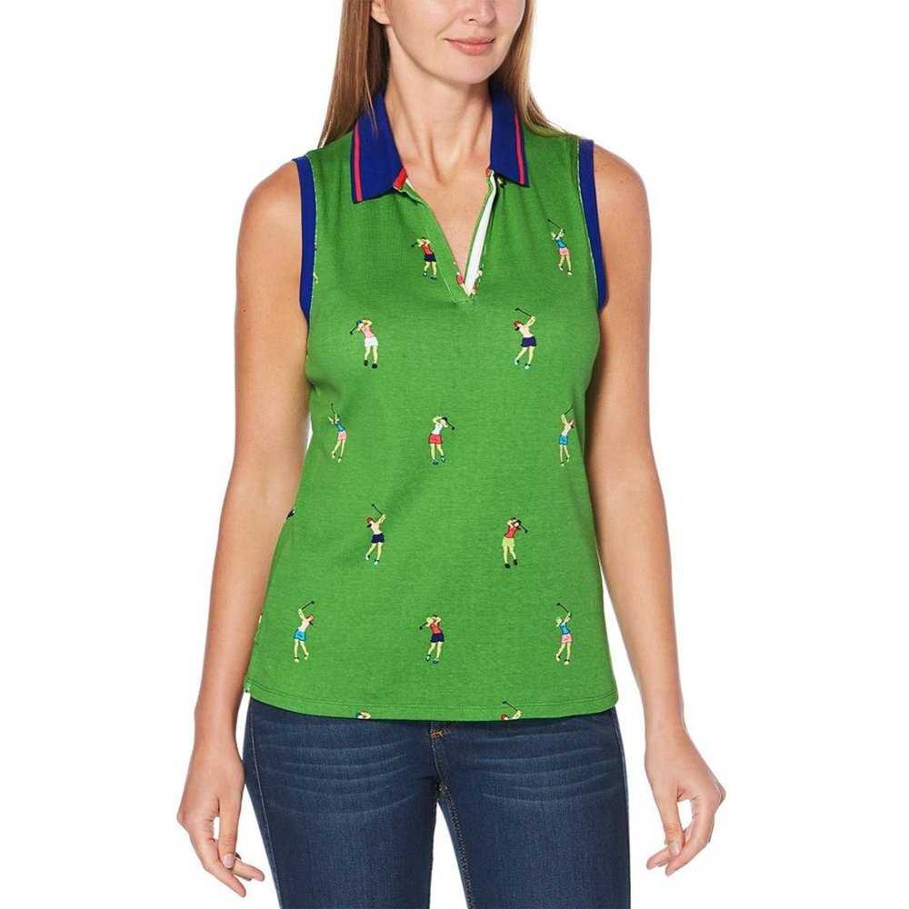 Rafaella Golf Polo Tank Shirt Women Size Medium Lady Golfer Graphic 100% Cotton